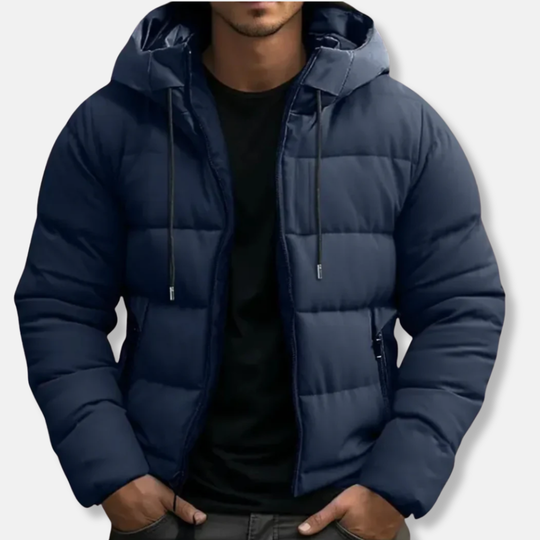 EB | Gequiltete Kapuzen-Pufferjacke mit Kordelzug Kapuze Reißverschluss Pufferjacke