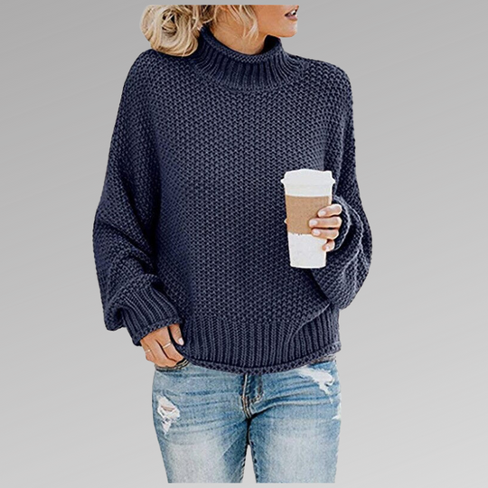 EB | Chunky Strickpullover mit Hohem Kragen Acryl Warm und Lässig