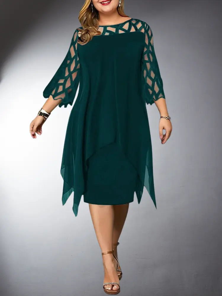 EB | Elegantes Plus Size Spitzen Midi Kleid