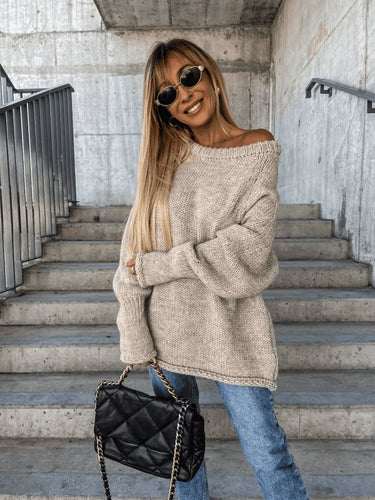 EB | Locker Gestrickter Damenpullover mit Schulterfreies Design
