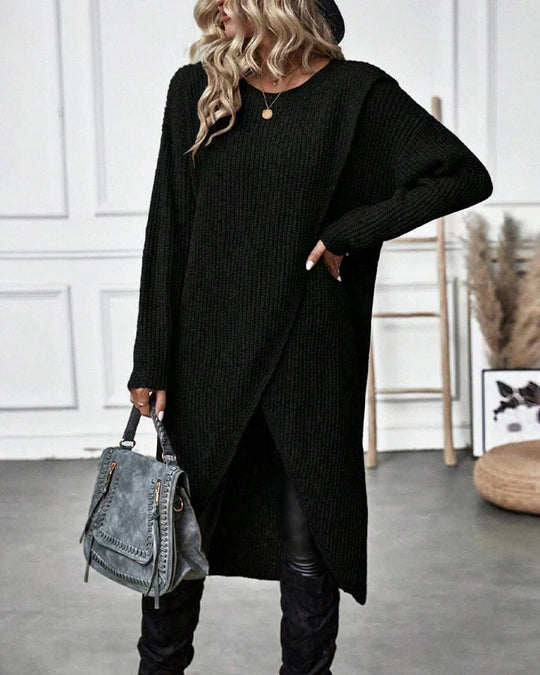 EB | Asymmetrisches Stricktunika-kleid Polyester und Acryl Elegant und Modern