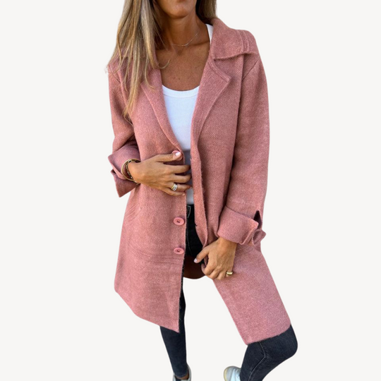 EB | Frauen Wollmischung Langjacke mit Knopfverschluss