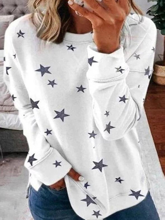 EB | Warmer Stern Druck Rundhals Pullover Ideal für den Winter