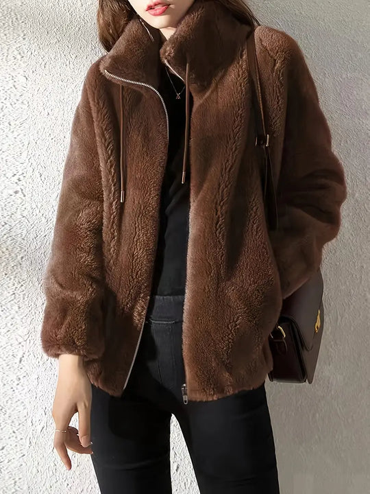 EB | Kapuzen Teddy-Jacke mit Kordelzug und Reißverschluss