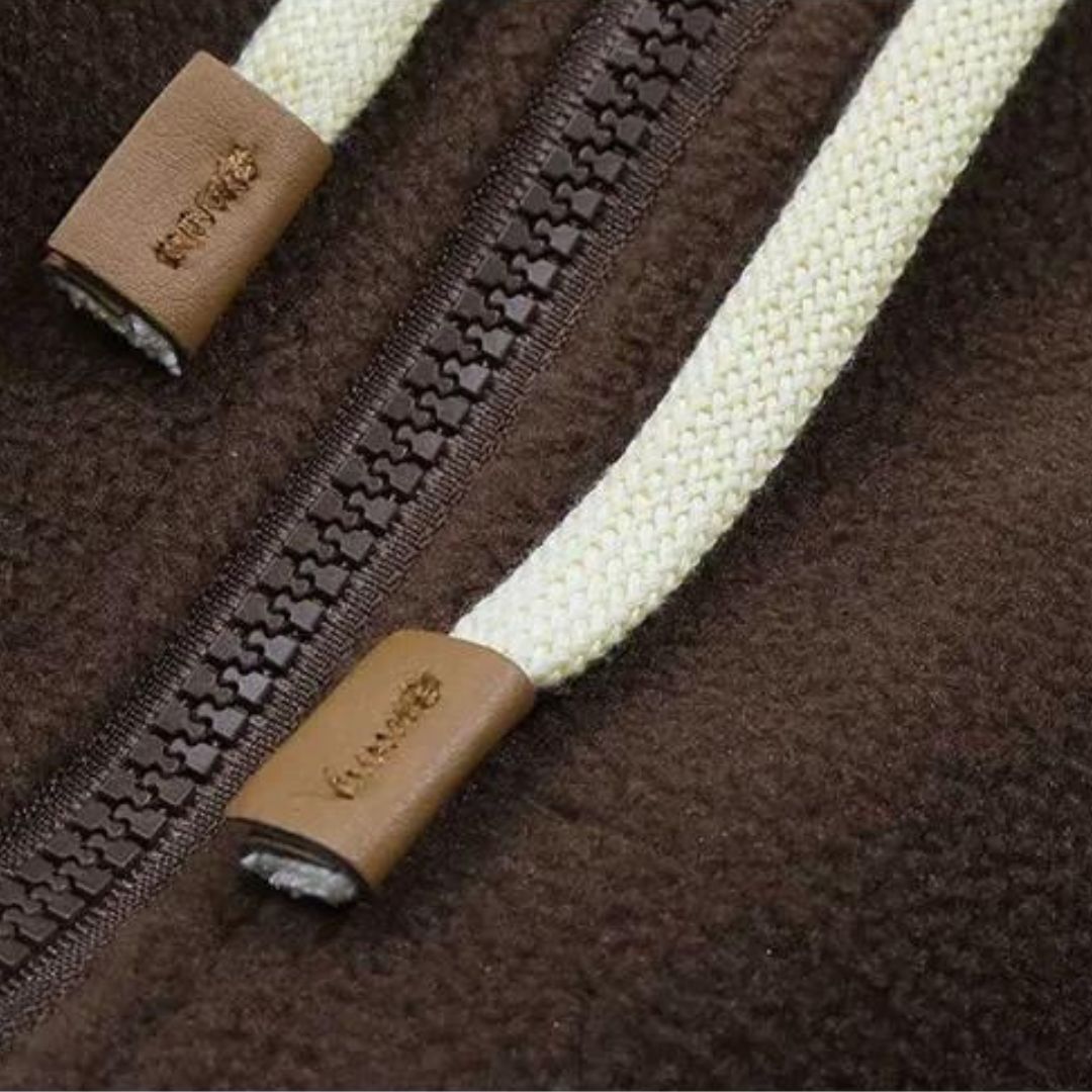 EB | Fleecejacke mit Kapuze und Patchworkmuster