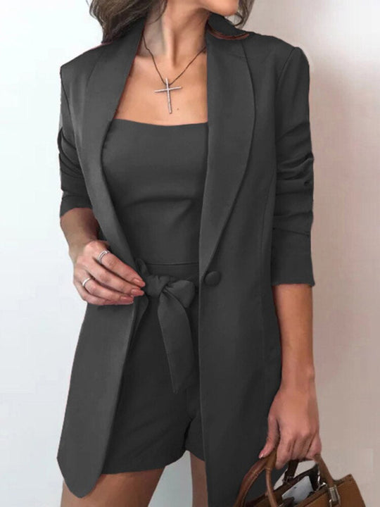 EB | Weste Anzug Jacke High Waist Shorts 3Er Set