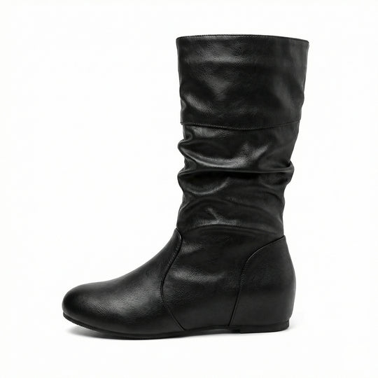 EB | Flache Stiefel mit Falten Bis Zum Knie