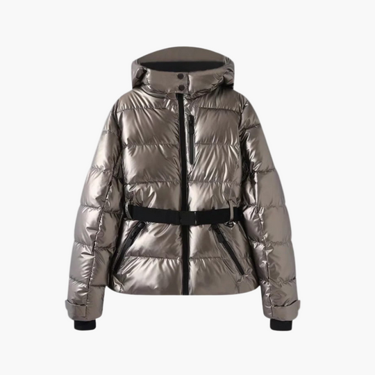 EB | Steppjacke mit Gürtel und Kapuze - Elegante, Wasserabweisende Winterjacke für Alltag und Outdoor