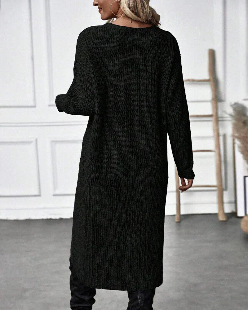 EB | Asymmetrisches Stricktunika-kleid Polyester und Acryl Elegant und Modern