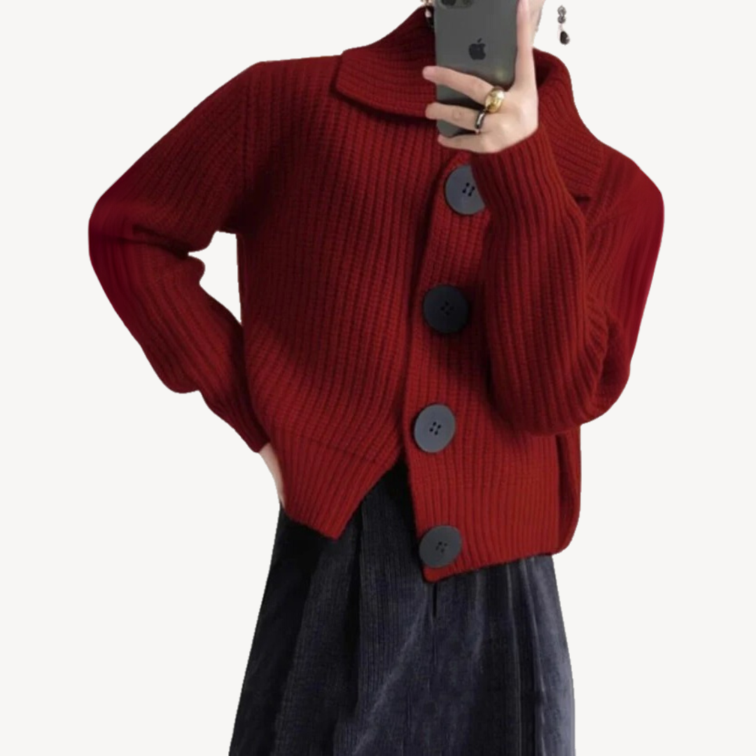 EB | Damen Strick-Peter-Pan-Kragen Cardigan