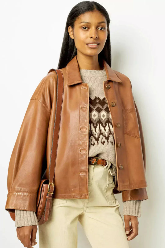 EB | Oversized Lederjacke Weich und Stilvoll Perfekt für Den Alltag