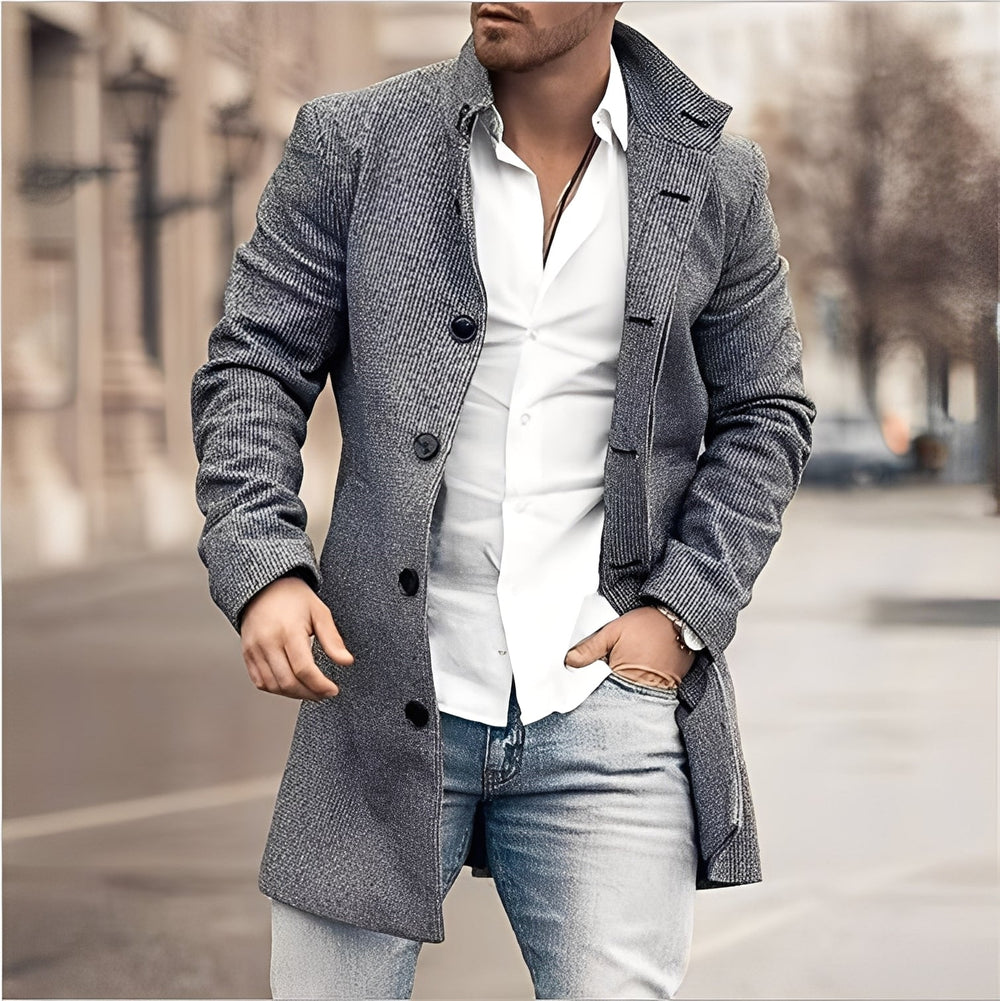 EB | Lässiger Langer Tweed-Mantel für Herren