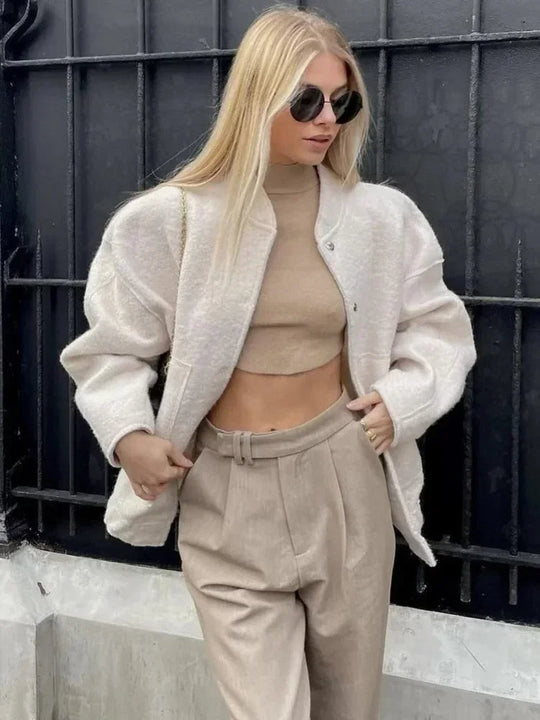 EB | Flauschige Übergroß Jacke mit Taschen