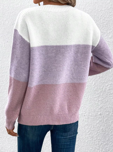 EB | Elegante Dreifarbige Patchwork-Pullover