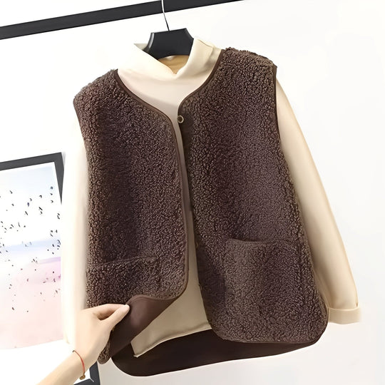 EB | Modische Plüschjacke mit Taschen für Damen