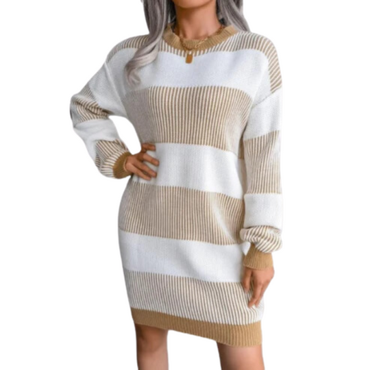 EB | Perfekt Gestreiftes Strickkleid für Frauen