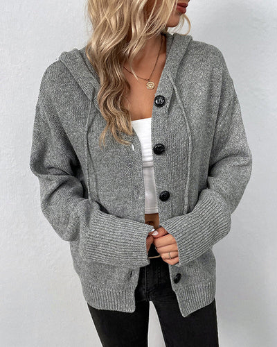 EB | Schlichter Cardigan mit Kapuze und Schnüren