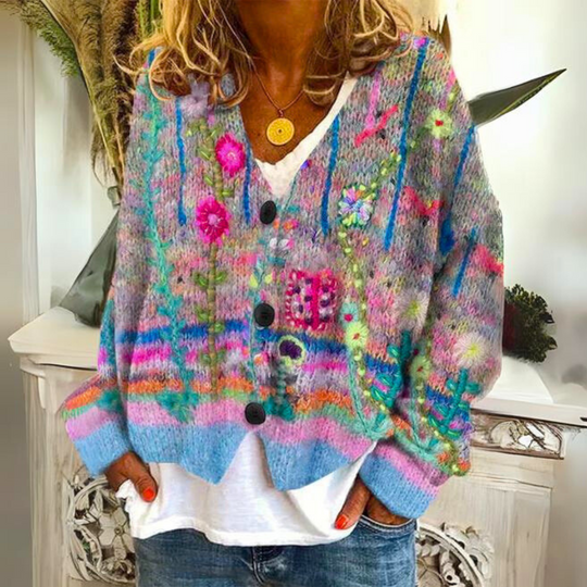 EB | Luxuriöse Bedruckte Strickjacke