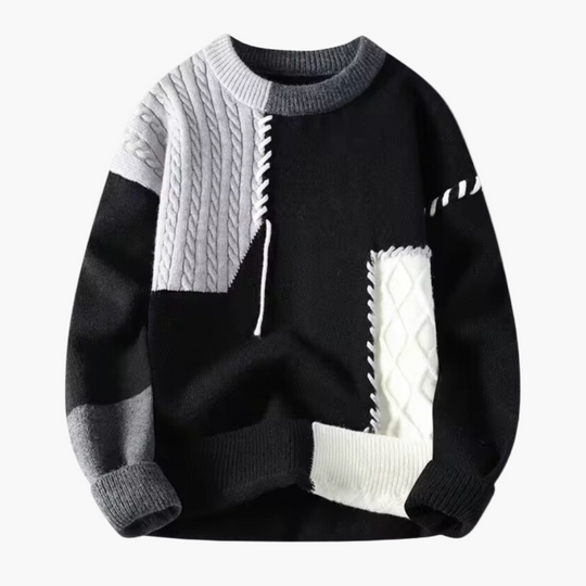EB | Patchwork Strickpullover Im Modernen Design - Perfekt für Herbst und Winter