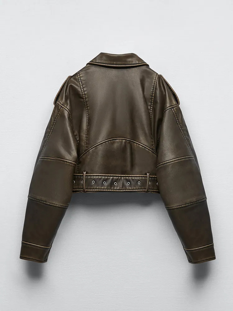 EB | Kurze Jacke aus PU-Leder für Frauen Warm