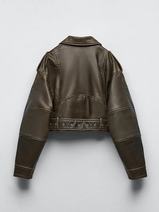 EB | Kurze Jacke aus PU-Leder für Frauen Warm