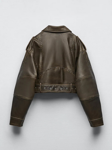 EB | Kurze Jacke aus PU-Leder für Frauen Warm