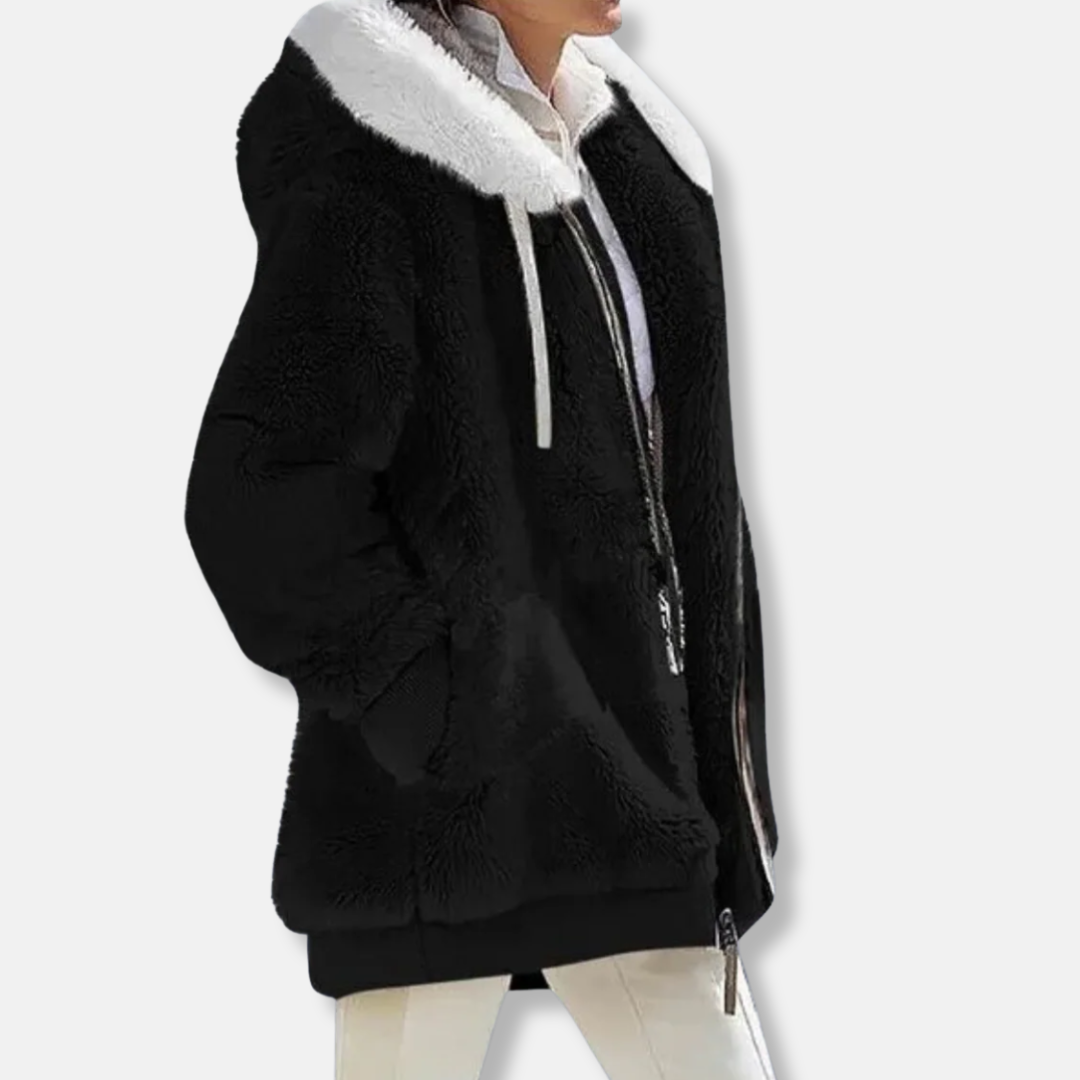 EB | Fleece Übergroße Fleecejacke Kapuzen-Reißverschlussjacke