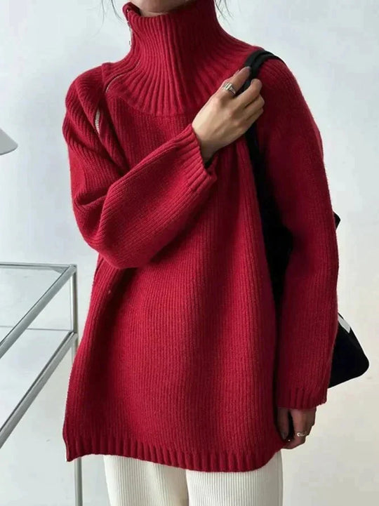EB | Einfacher Roter Pullover mit Hohem Kragen