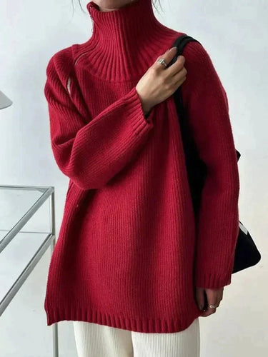 EB | Einfacher Roter Pullover mit Hohem Kragen