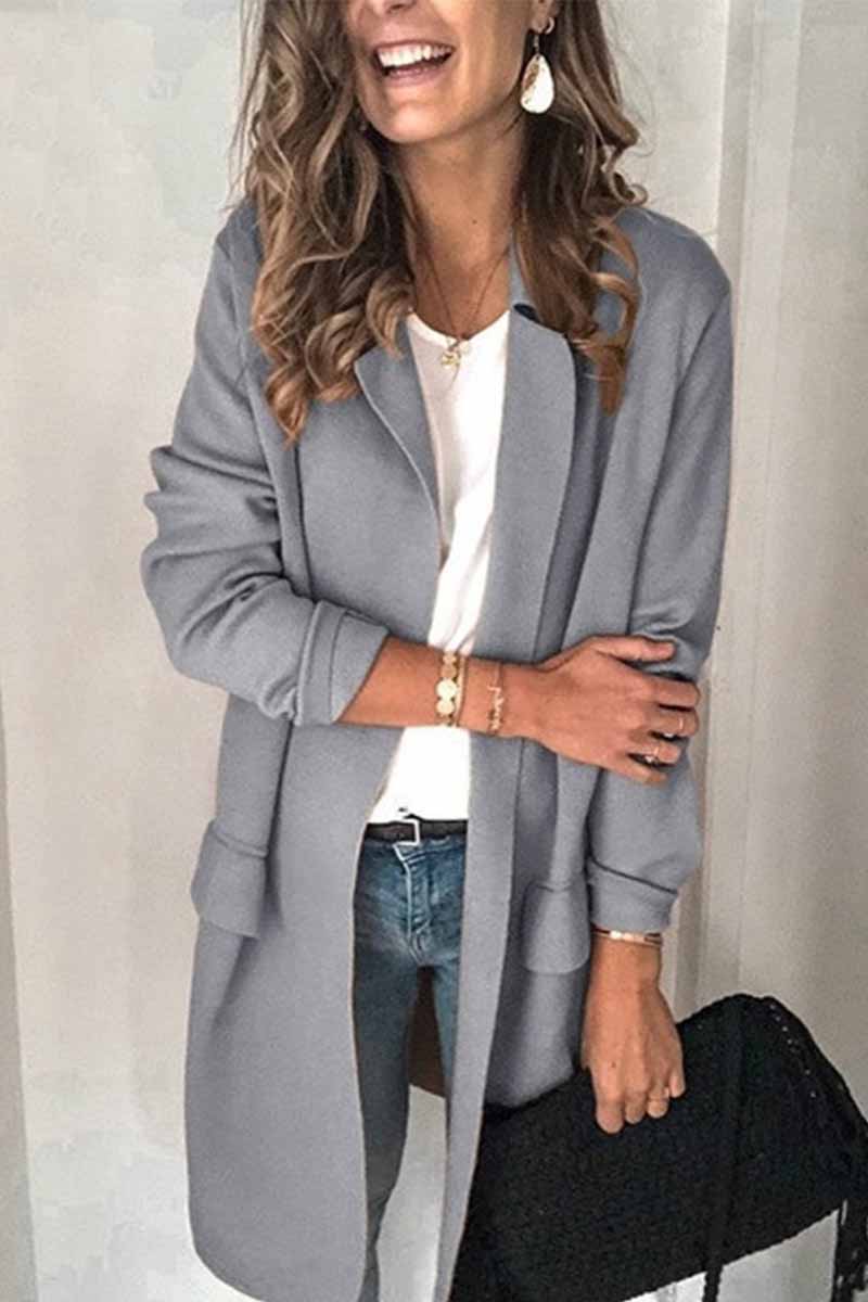 EB | Einfarbiger Blazer Mit Langen Ärmeln