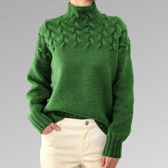 EB | Strickpullover Weiche Wollmischung Kabelstrick- & Rippen-Details Hoher Kragen