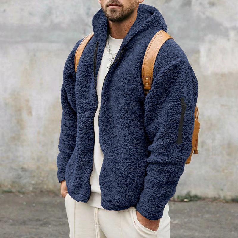 EB | Hüftjacke aus Plüsch mit Kapuze für Männer