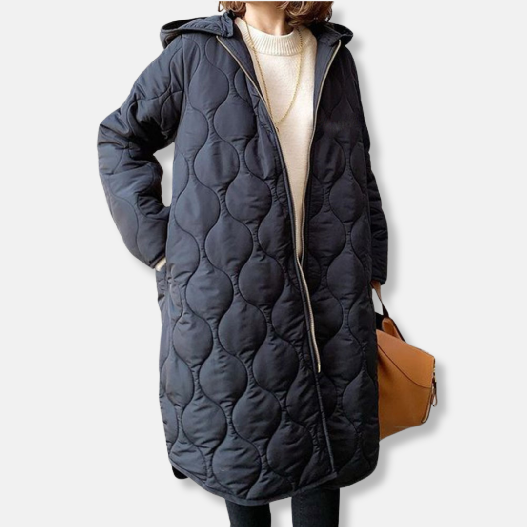 EB | Jacke Gequiltetes Langmodell Oversized Fit Kapuze und Reißverschluss