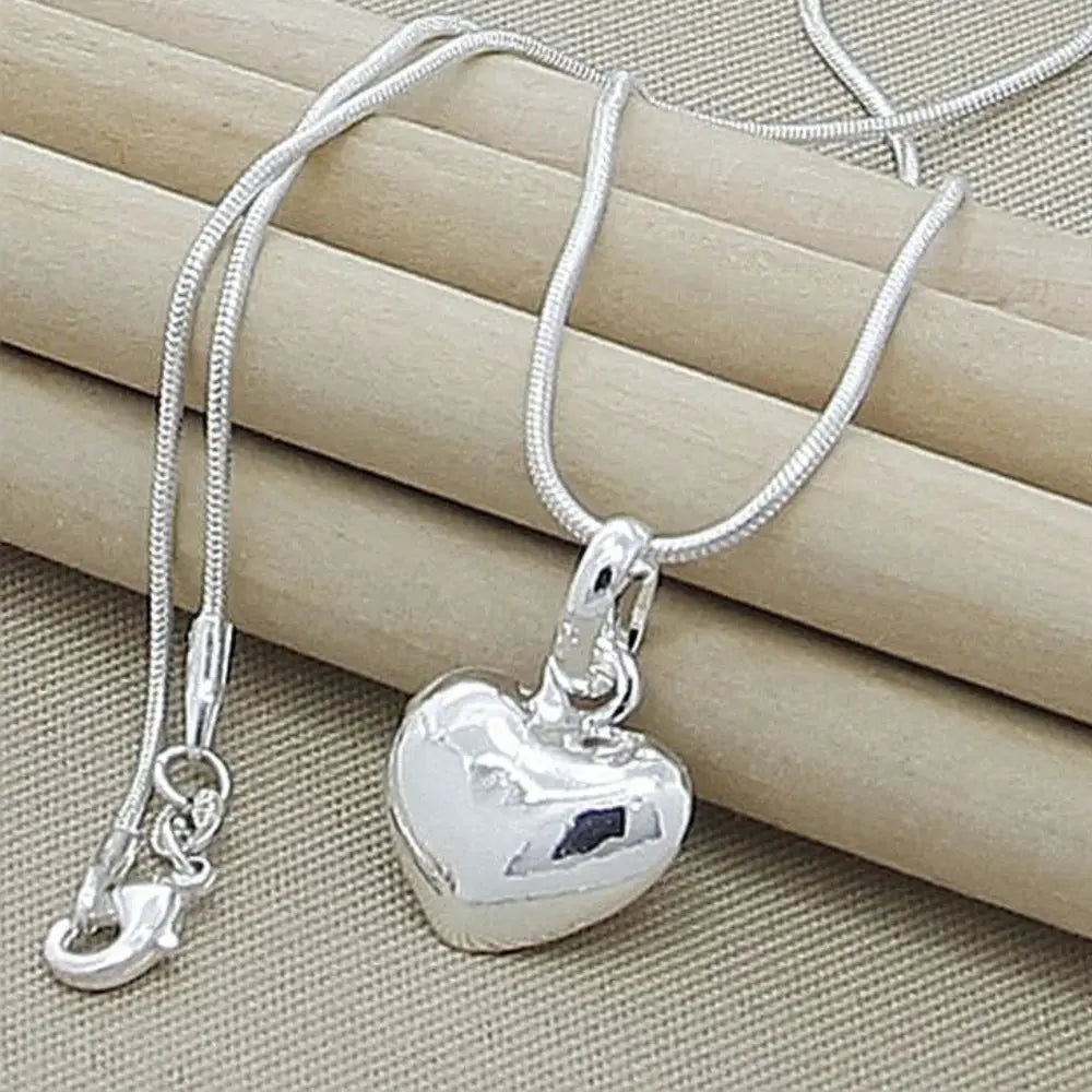 EB | Sterling Silber Massiv Herz Kette Schlangenkette für Damen