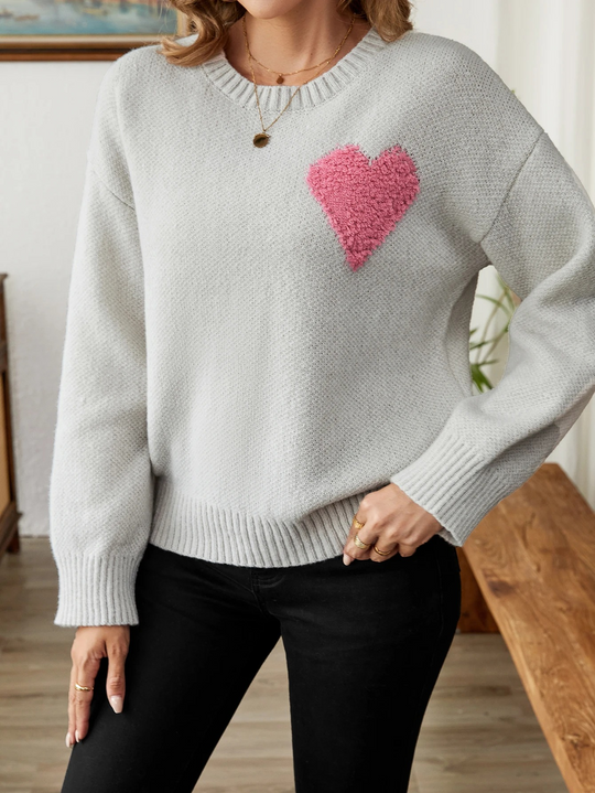 EB | Sweater - Gemütlicher Herz-Design Strickpullover
