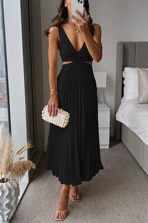 EB | Damen Plissee Satin Kleid