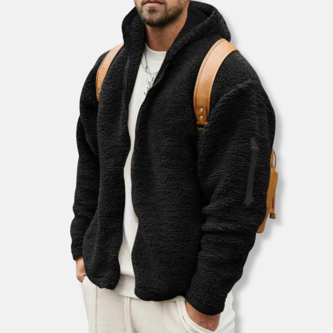 EB | Kapuzenpullover Sherpa Fleece Lässiger Schnitt Reißverschluss Gerippte Bündchen