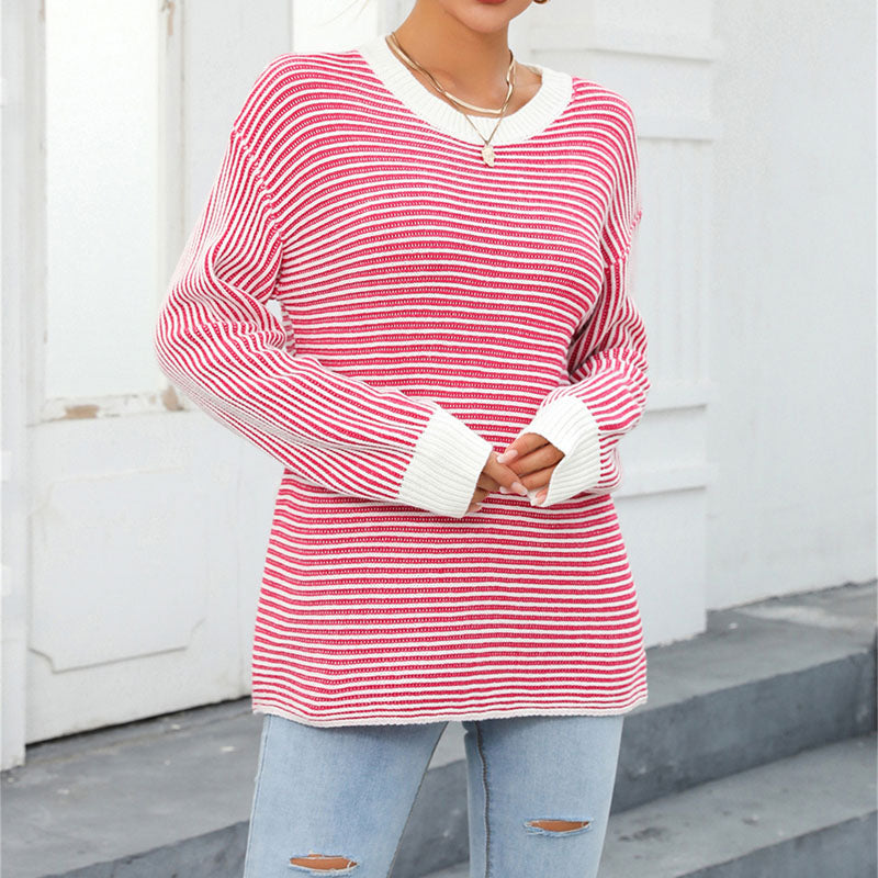 EB | Gestreifter Strickpullover Mit Lässigem Schnitt