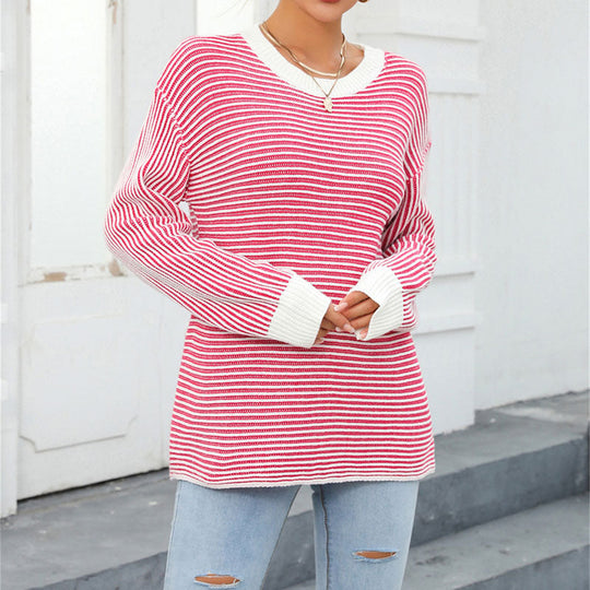 EB | Gestreifter Strickpullover Mit Lässigem Schnitt