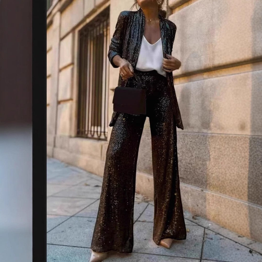 EB | Trendiges Design High-Waist-Paillettenanzug