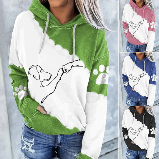 EB | Trendiger Lockerer Hoodie mit Hundeaufdruck