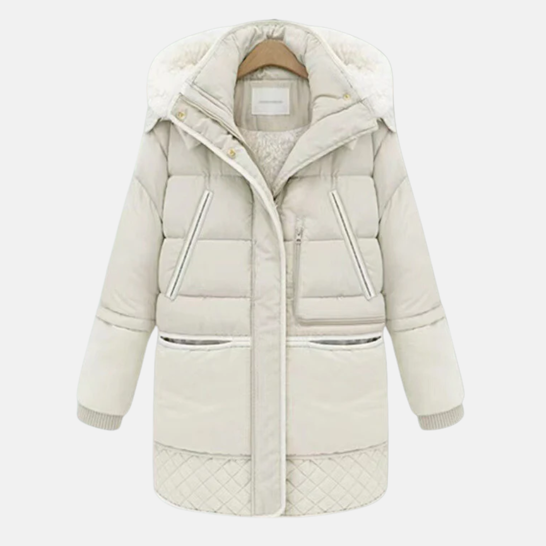 EB | Gepolsterter Mantel - Oversized Schnitt - Gefütterte Kapuze - Rippstrickbündchen - Taschen