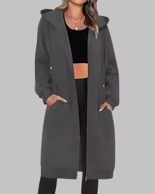 EB | Lässige Zip-Up Übergroße Lange Jacke