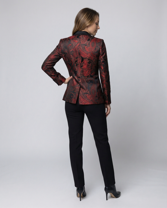 EB | Satin Jacquard Blazer Mit Paisley Muster