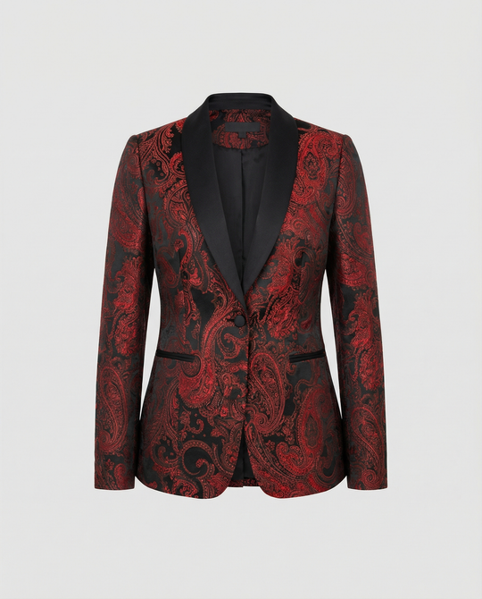 EB | Satin Jacquard Blazer Mit Paisley Muster