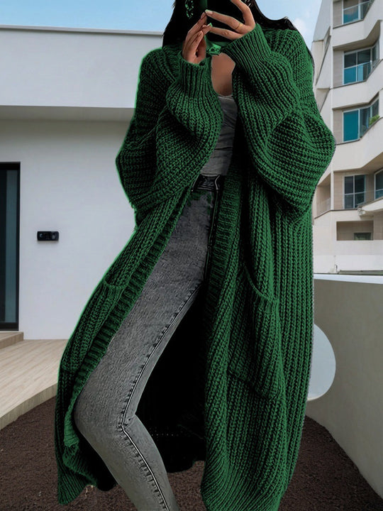 Damen Kuscheliger Strickmantel mit Gürtel und praktischen Taschen EB