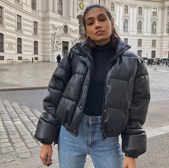 EB | Leder Pufferjacke für Damen - Winter