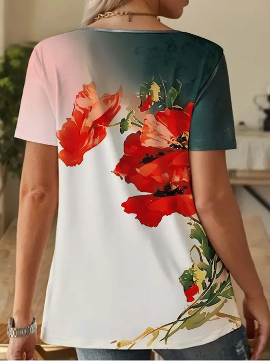 EB | Lässiges T-Shirt mit Kurzen Ärmeln und Rundem Halsausschnitt für Den Sommer