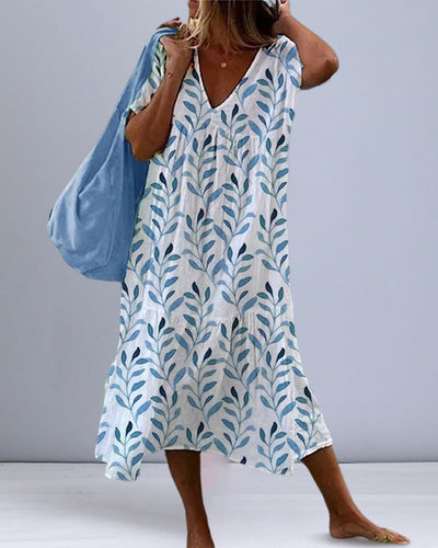EB | Midikleid mit Blattdruck