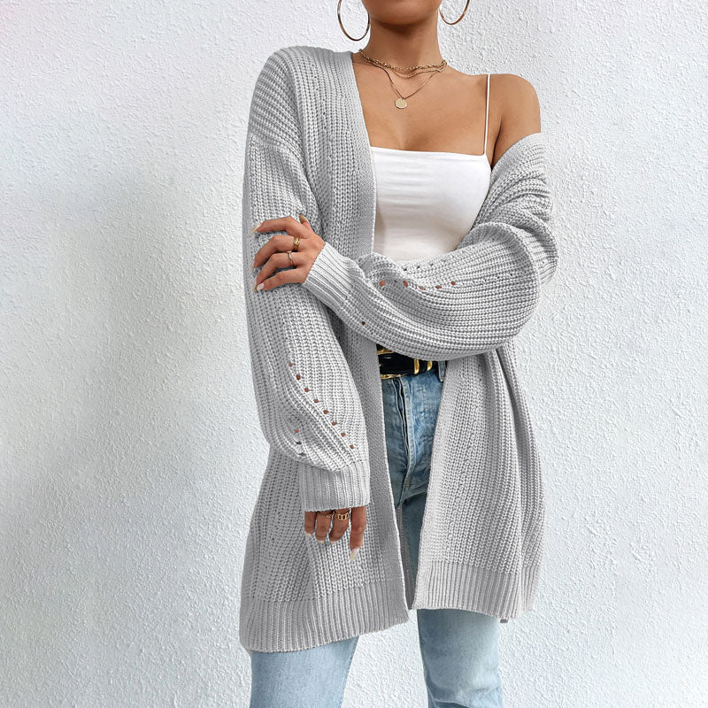 EB | Einfarbige Elegante Strickjacke mit Taschen